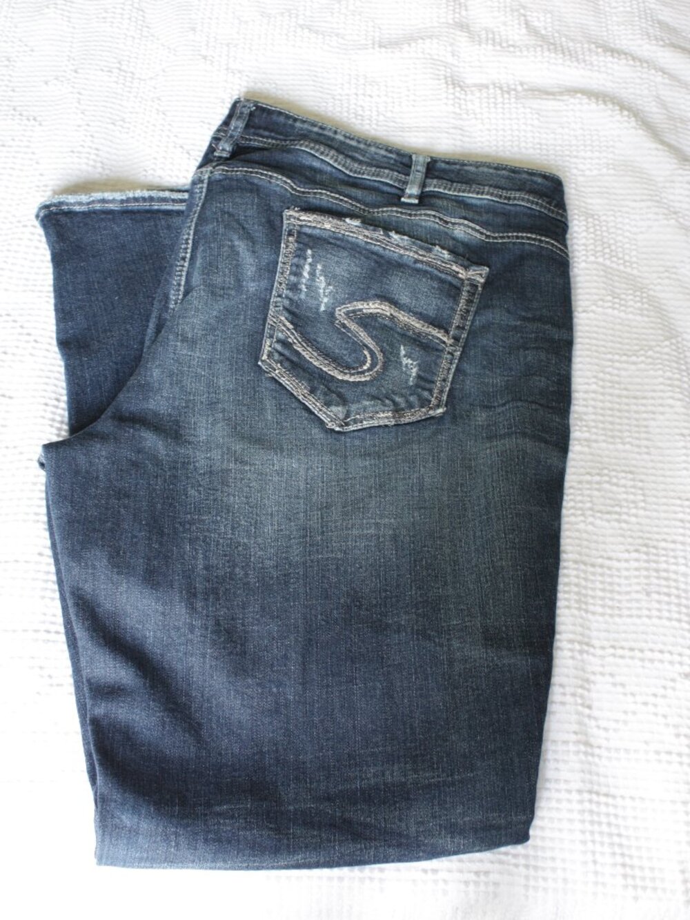Silver Jeans Co Elyse Slim Bootcut Dark Wash Jeans W22 L33 Long Size 22
